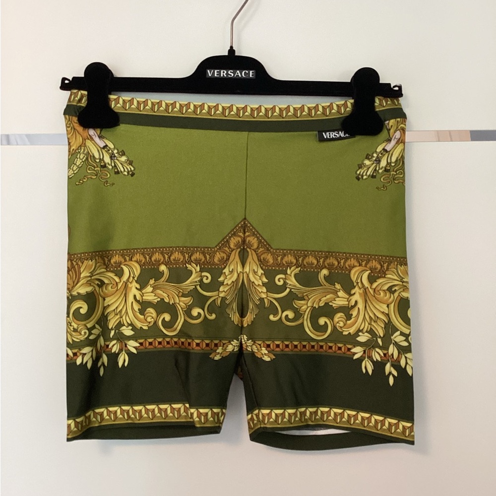 Versace Olive and Gold Biker Shorts
